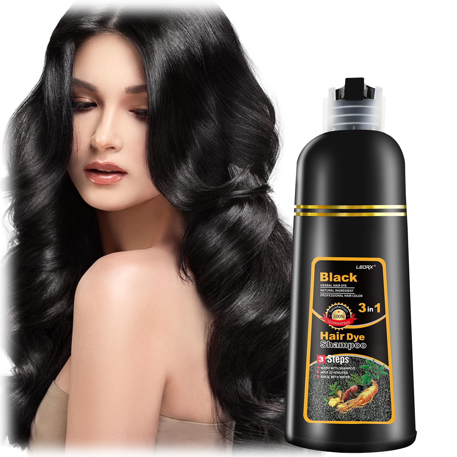 Amazon.com: Leorx Black Hair Dye Shampoo, 16.9 Fl Oz - 3 In 1